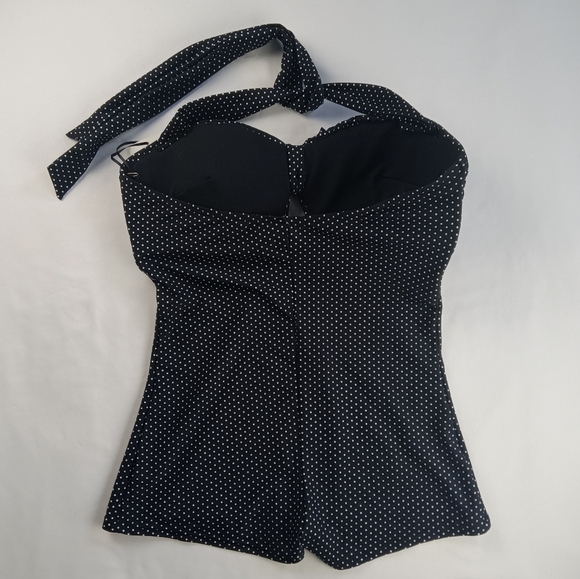 Unique Vintage XL 50'S STYL BEACH BABE Women's Swim Suit NWT BLACK W/ WHITE DOTS - Picture 10 of 16